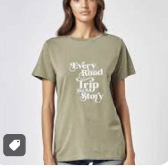 Charlie Holiday Road Trip Everyday tee khaki NWT - Picture 1 of 11